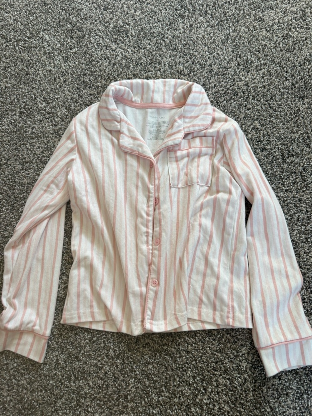 Tahari Pink and White Striped Button-Up Top Pajama Size 5/6
